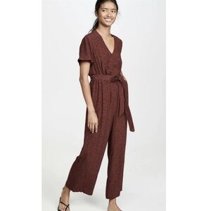 Rails Jet Wide Leg Jumpsuit in Rust Spotted, Size M